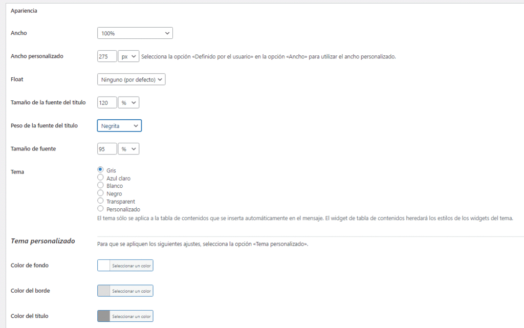 Configuración de plugin de WordPress