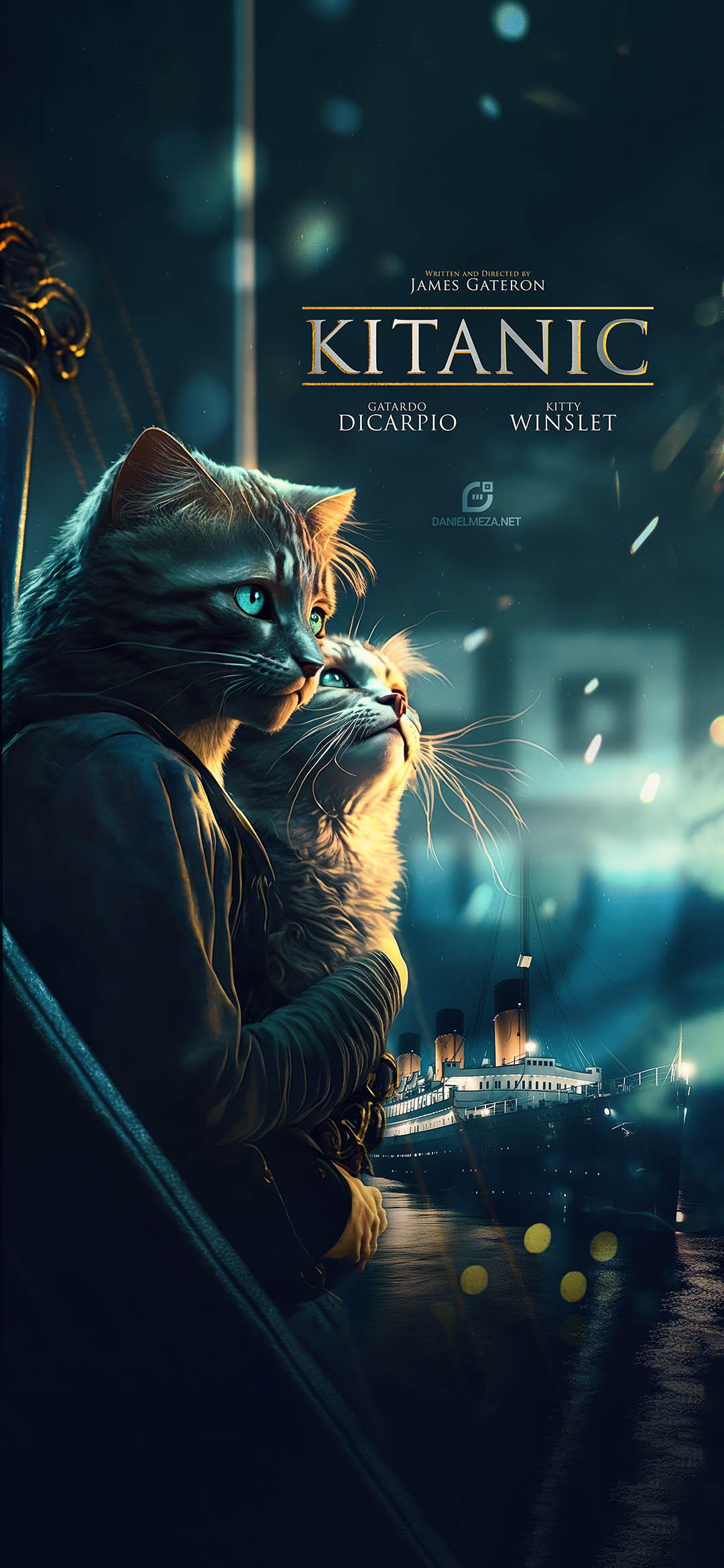 Gatitanic - Diseñado por Daniel Meza con Midjourney y Photoshop